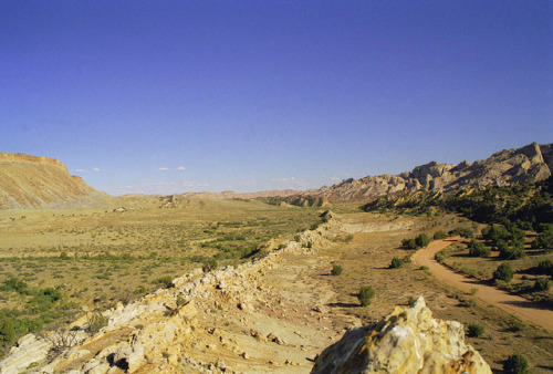 geologicaltravels:1999: Looking south along the Waterpocket Fold, a 160km long monocline in the Capi