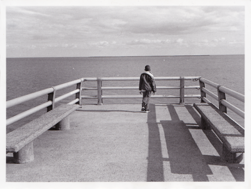 Dani’el On A Pier In Connecticut. 2018Expired Kodak Plus-X 400 on 6″ x 8″ VC Fiber Paper