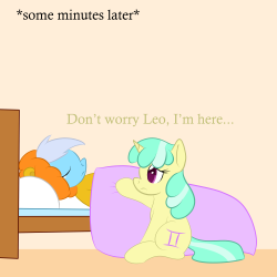 ask-leo-pony:  &lt;Gemi&gt; *facehoof* I know I said to gather the zodiacs here, but that was necessary? &lt;Mini&gt; Ehh… hehe ^^” &lt;Sagitarius&gt; Ok. Greenie here told us that Leo is having nightmares for quite some LONG time, is that right?