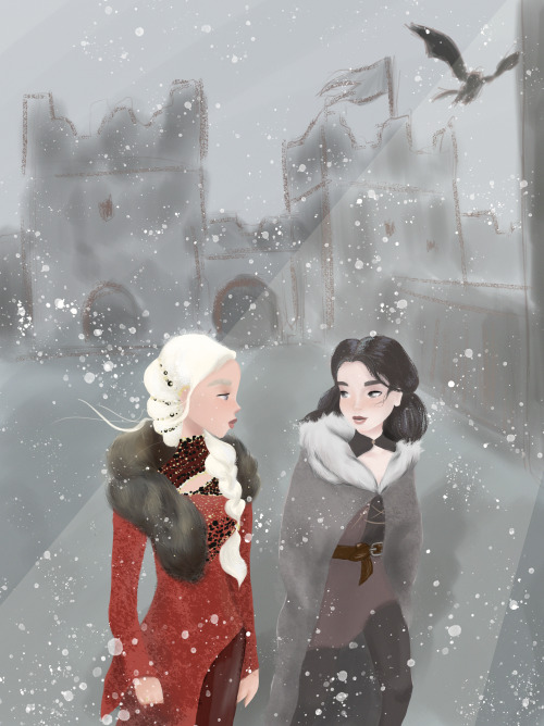 kingbranstark:they seemed almost old friends Arya and Dany in Winterfell for @mizznancywheeler <3