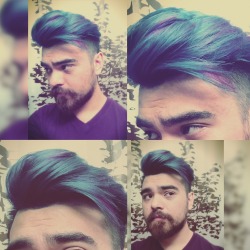unafkennyart:  I got my hair done today. I’ve wanted blue for a long time, got purple with it just too be adventurous, love it. Reminds me of Sully from Monsters Inc.