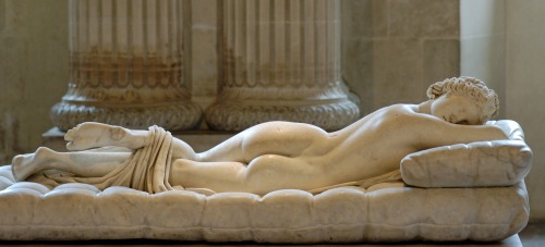 happylambie: Three women with penises, plus the statue of Hermaphroditus The Louvre, Paris Fr