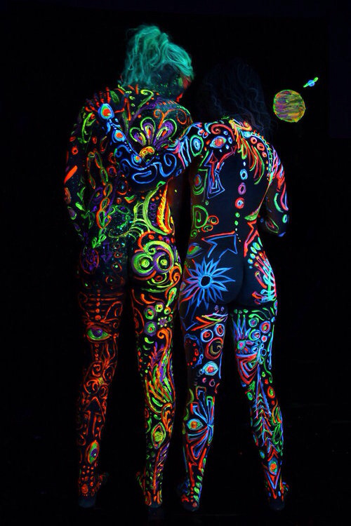 Glow in the dark body paint nude