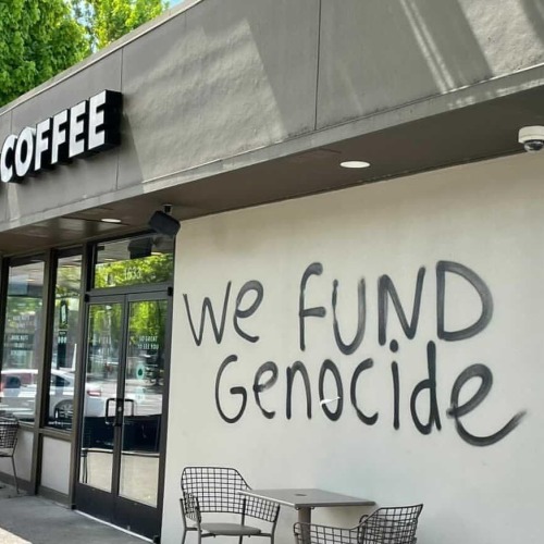 gothhabiba: radicalgraff: Graffiti targeting Starbucks stores around Portland, Oregon on May Day 202