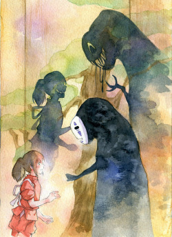 red-lipstick:  Mizuki211 (Asian) - Hayao Miyazaki’s Spirited Away, 2013     Paintings: Watercolors 