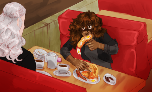 emissary-architect:Tfw you’ve never had breakfast food before Featuring @the-dreaming-queen&rs