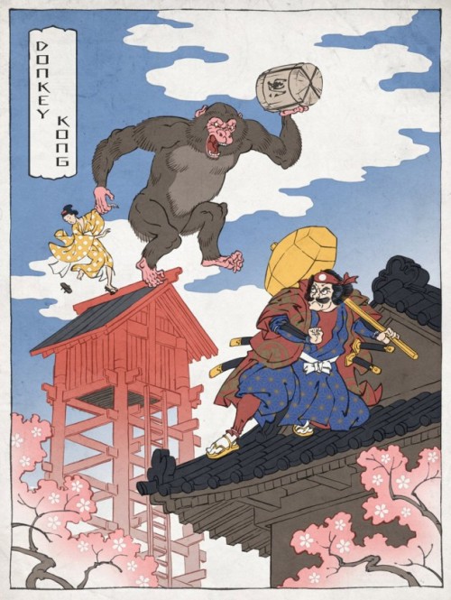 izrablack:  Ukiyo-E Heroes (Illustrations by Jed Henry)  Digging in the vast deep internet, I have recently found the artwork of this illustrator: Jed Henry, who teamed up with “Woodblock Printmaker” David Bull for the making of these parody illustrations