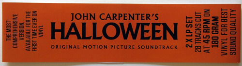 stevesrecords:  John Carpenter ‎– Halloween  Mondo, 2013  **Edition of 1,000 copies with alternate artwork on orange translucent vinyl with black splatter. See the original artwork here.