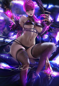 sakimichan: some of the nsfw variation of K/da #Evelynn ;3&lt;3  sfw/nsfw psd,hd jpg, video process etc-https://www.patreon.com/posts/kda-evelynn-nsfw-22894648  