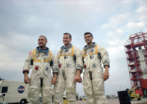 The prime crew of the National Aeronautics and Space Administration’s (NASA) first manned Apol