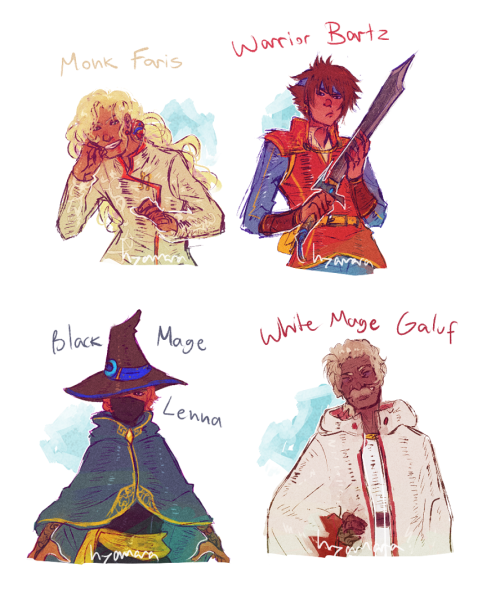 thefatedmeeting:i started playing ffv yesterday and so here is the mandatory doodle of my party