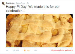 ariyah-v:  Amy Acker baked a pie for Pi Day. Amy, you precious,