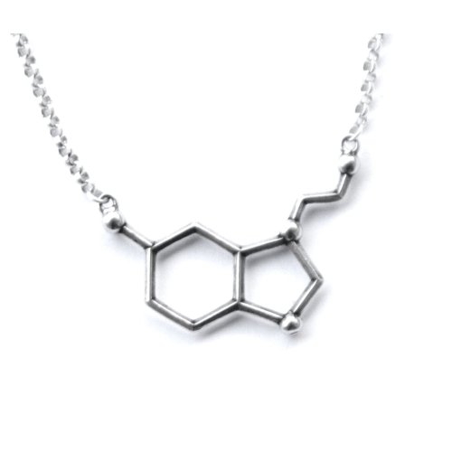 Caffeine, Serotonin &amp; Dopamine Molecular Necklaces ; My inner nerd totally wants one of these. 