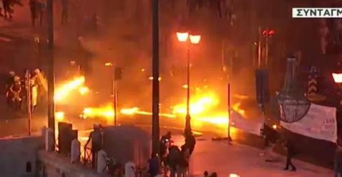 insurrectionnews:    ‪Athens‬, ‪Greece‬ 15.07.15: Fierce clashes break out in ‪‎Syntagma‬ square outside the Greek parliament between angry anti-austerity demonstrators & riot police as the fight-back against ‪the ‎Syriza‬-led