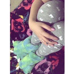 jklovee:  When Daddy leaves for night shift, I get super sad so I put on my favorite pajamas and nighty shoes 