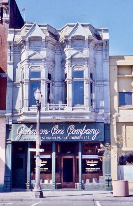 50 Years of a Cast Iron Store Front, Johnson Cox Printers, Stationers and Lithographers,  Pacific Av