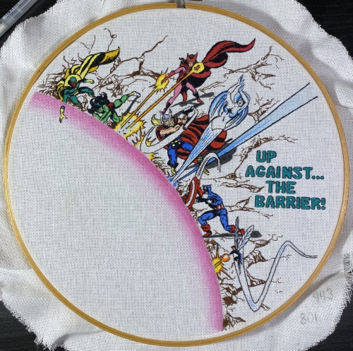 process for The Avengers 233 cover embroidery