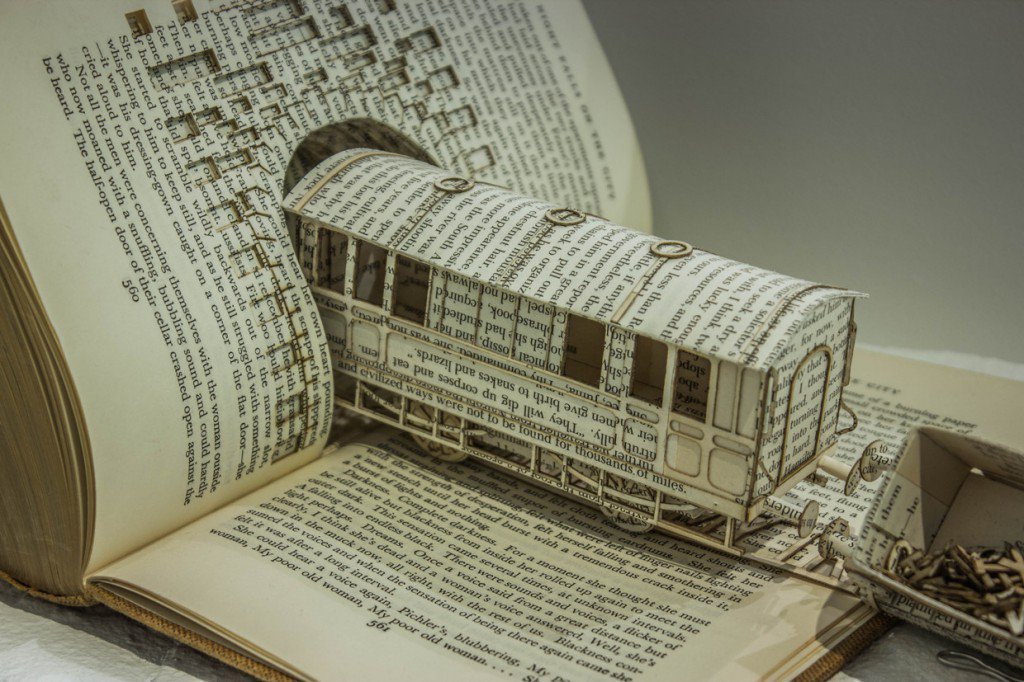 steampunktendencies:  Book Sculpture: Derailing my train of thought by Thomas Wightman