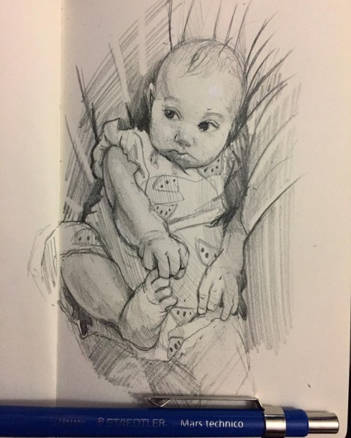 Quick sketch of my daughter, Athena. Last drawing of the night. #pencildrawing #art #sketch #sketchb