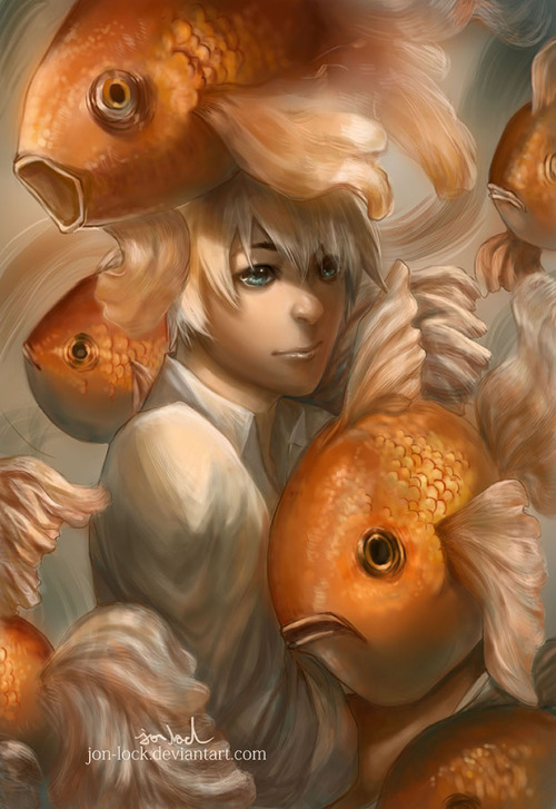 jonn-lock: Floating Fishes. Beautiful art from jon-lock. I love this one !