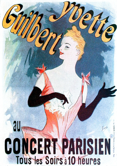 The famous chanteuse Yvette Guilbert, Art Nouveau poster by Charles Matlack Price,and Jules Chéret, 