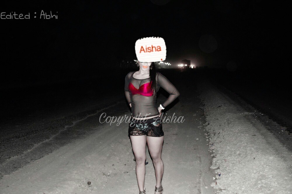 abhilko:  New Series of Aisha  Aisha in Dark Night Doing Exhibition on a NH  Original