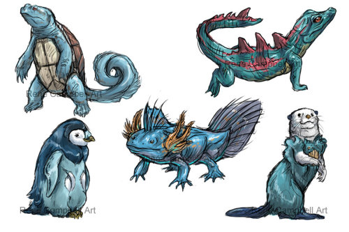 alternativepokemonart:  Artist Realistic Water starters. Definitely check out this artist if you have the time. Her art is fantastic. Her realistic starters series was actually what gave me the idea to make this blog. 