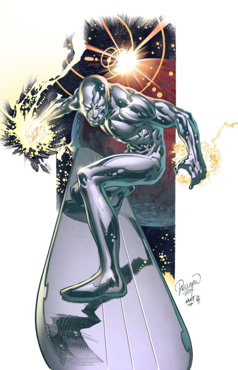 Silver Surfer warm up colours (an oldie, 2015). Pencils by Carlo Pagulayan, inks from Jeff Huet, col