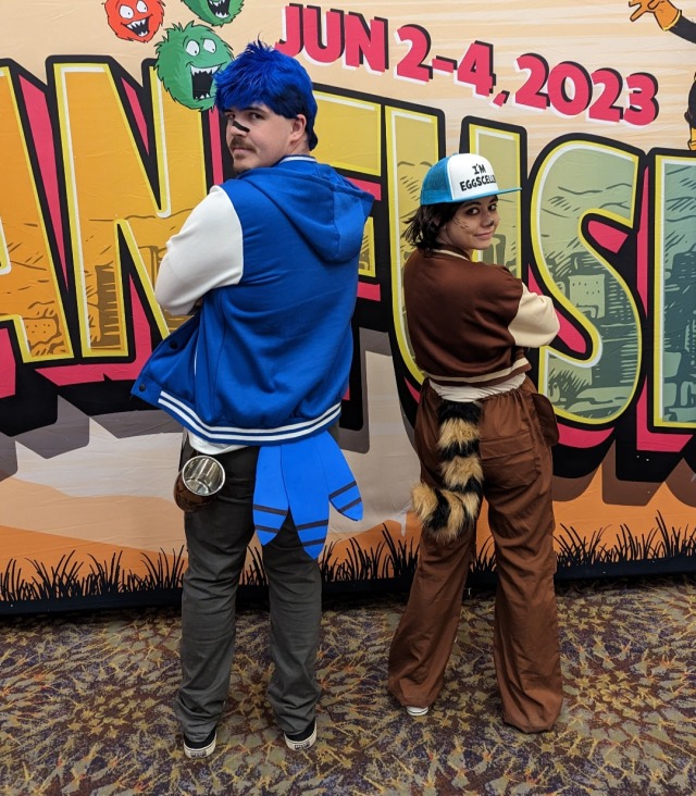 My husband and I cosplayed Mordecai and Rigby last week 

Feat: new episode where they find the ark of the covenant