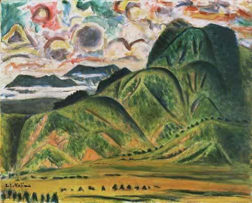 児島善三郎、【箱根】、希少な大判額装用画集より、美品、日本人画家
