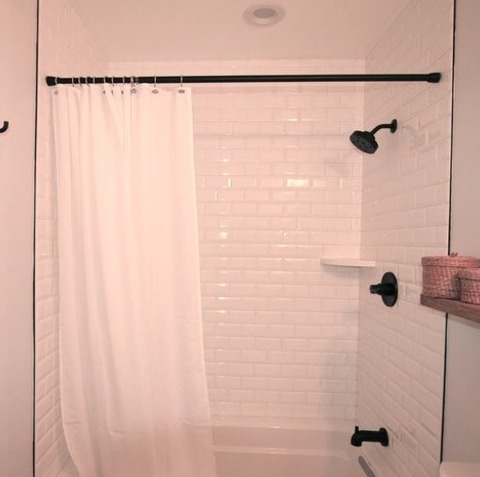 Bathroom 3/4 Bath PhiladelphiaBathroom In A Small Farmhouse With 3/4-tile White And Subway Pattern, Multicolored