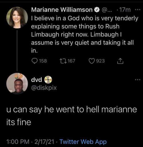 spacegirlswirl:Of course Williamson is gentle with the guy who mocked aids deaths