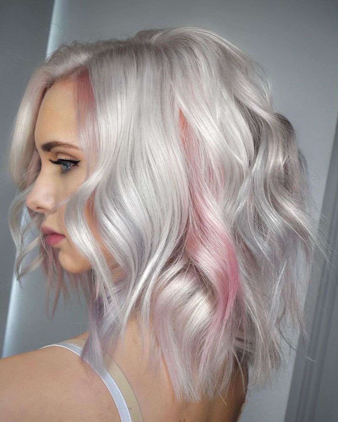  — Beautiful silver hair with rose gold created by...