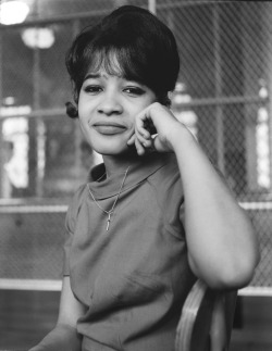 swoonatra:Ronnie Spector photographed in the cafeteria of George Washington High School in New York City during her senior year before The Ronettes became famous, 1961