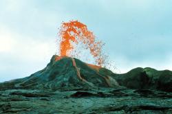 humanoidhistory:  Arching fountain of lava at Mauna Ulu during the eruption of Kilauea, Hawaii, March 1, 1974. Photo by D.W. Peterson. (USGS)