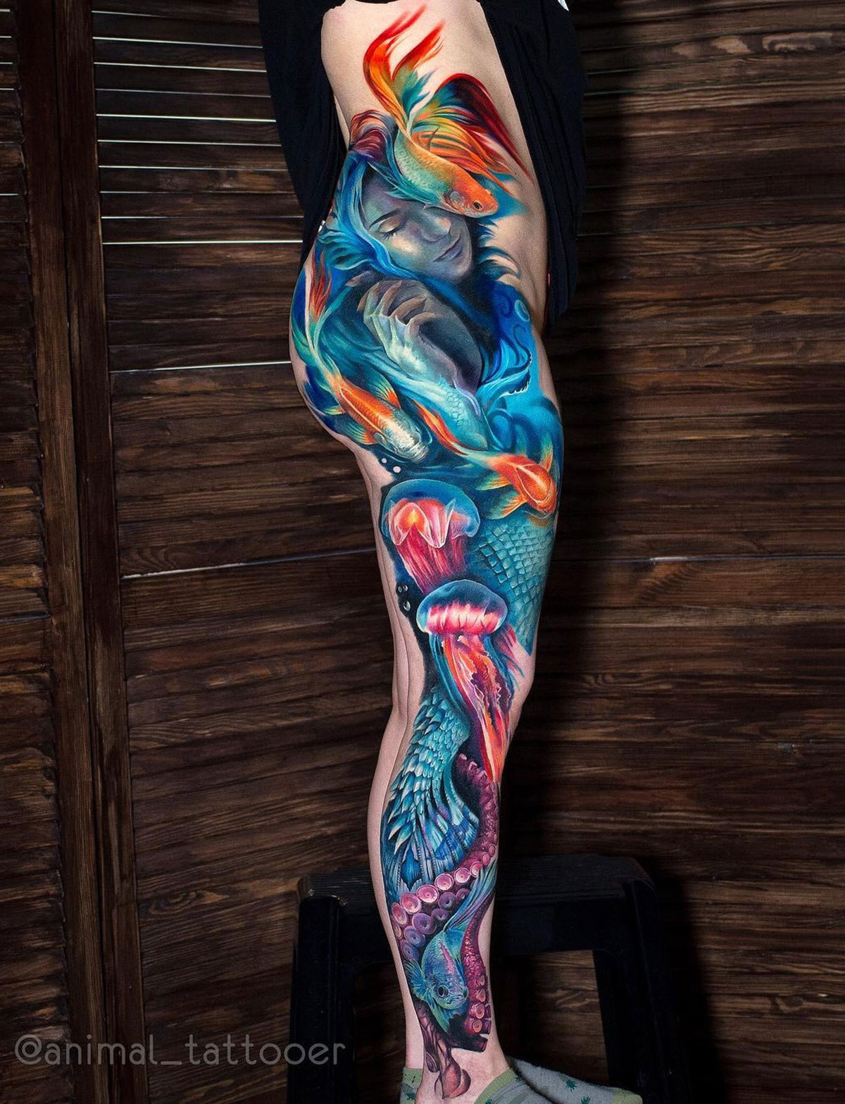 Underwater Octopus Sleeve Tattoo by Adam Sky San Francisco California   tattoo post  Imgur