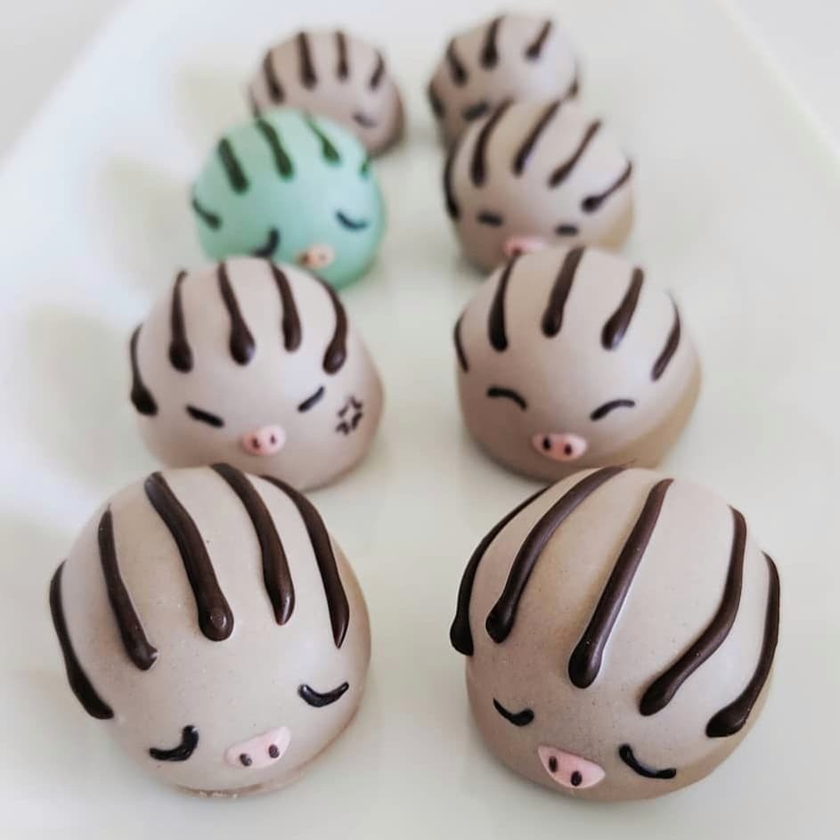 miscellaneousmao:    Swinub chocolate truffles: homemade chocolate cake and ganache