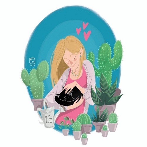 Here&rsquo;s something I did in these days! #bday #bdaycard #25 #friend #cat #cactus #minicactus #na