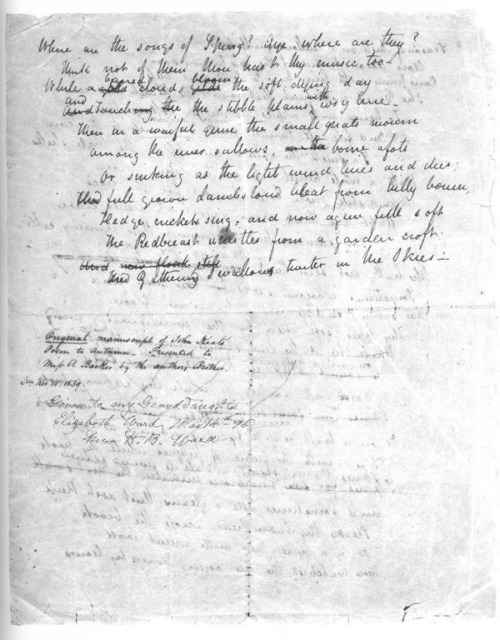 christiantbowe: John Keats handwritten manuscript for “To Autumn”