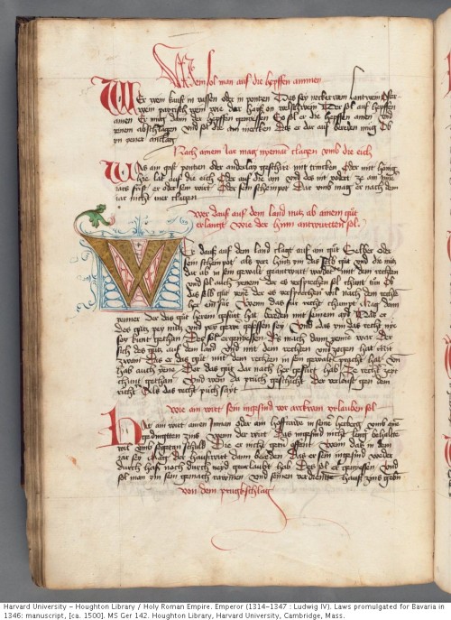 Holy Roman Empire. Emperor (1314-1347 : Ludwig IV) Laws promulgated for Bavaria in 1346 : manuscript