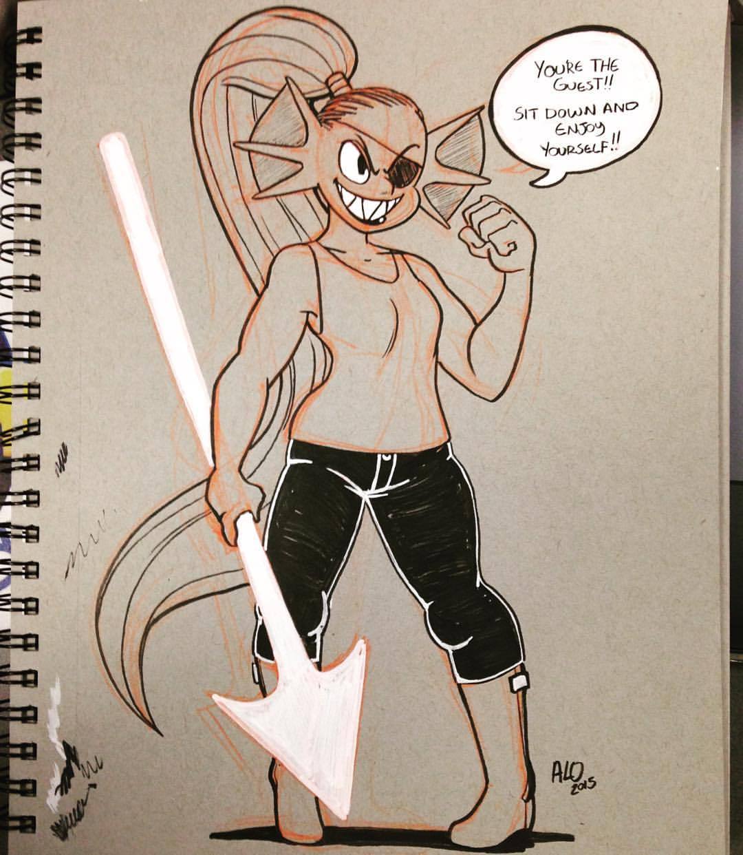 #Inktober 13 - Undyne! #undyne #undertale #sketchbook #art #fanart #undynetheundying #ink #pen #myart #phons0