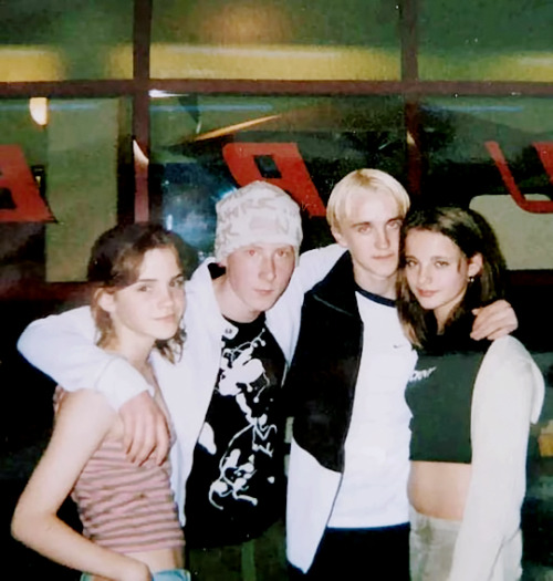 Emma Watson and Tom Felton with their HP stunt doubles.