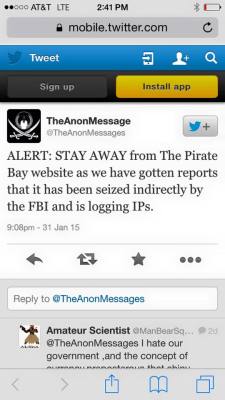 polygonsnow:Apparently The Pirate Bay has been seized indirectly by the FBI and they are IP logging. Reblog this, it could save one or more people from a whole world of trouble.