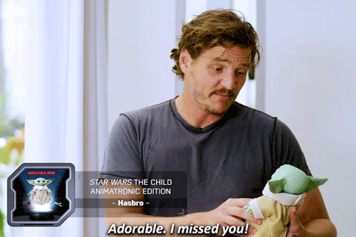 pajamasecrets:Pedro and Baby Yoda being too cute for words ♡