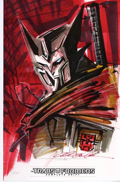 robotsandramblings:  (sorry if these have been posted before… just recently discovered them myself!) some original Alex Milne sketches, posted by IDW Limited’s facebook page, from when they released a limited edition Drift Series hardcover for Botcon