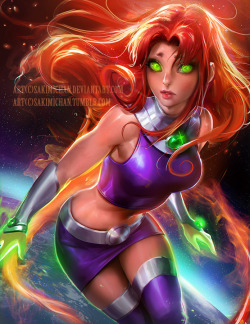 sakimichan:Here’s Starfire : D ! I wanted to try more of