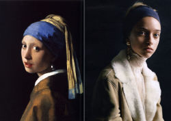 astrolone:  ‘The Girl With The Pearl Earring’  L: Johannes Vermeer, 1665 R: Marcelina Sowa in unknown (x) 