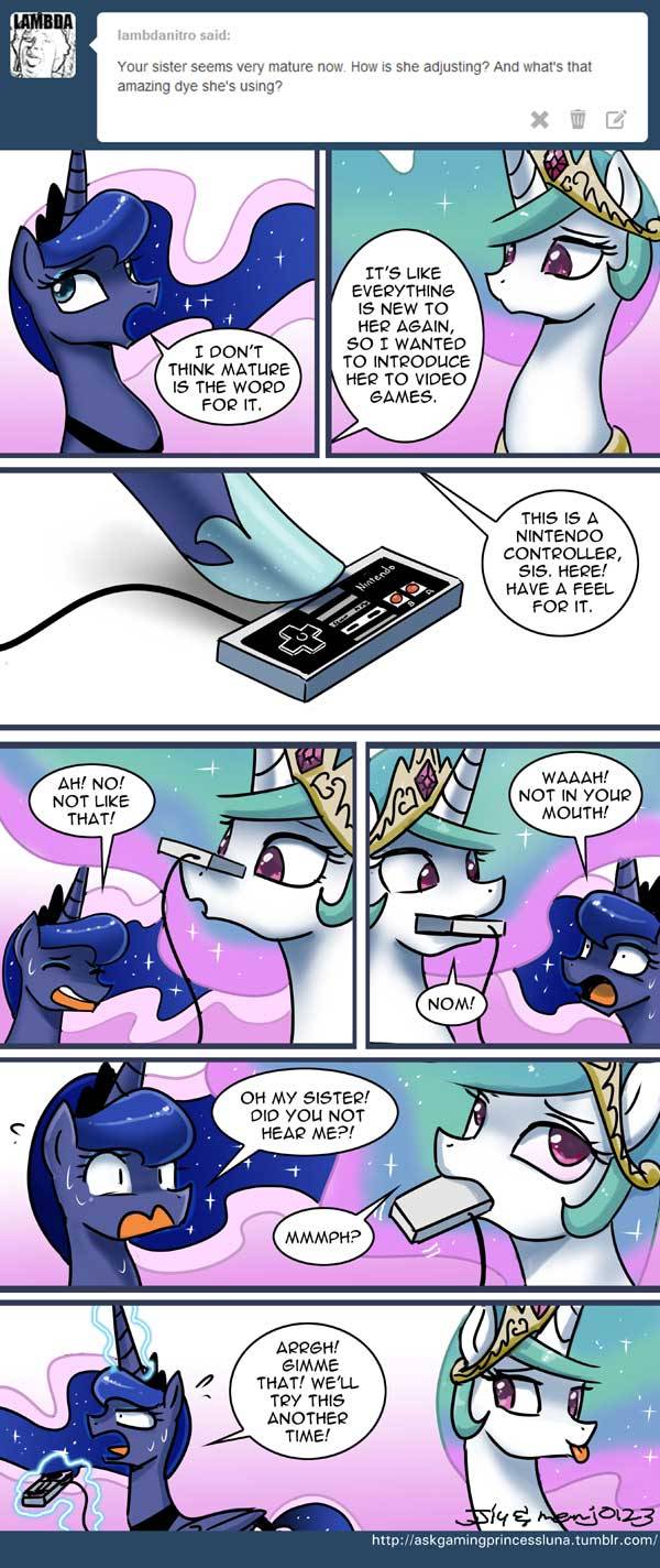 askgamingprincessluna:  Ask Gaming Princess Luna 023  Okay this is cute but I still