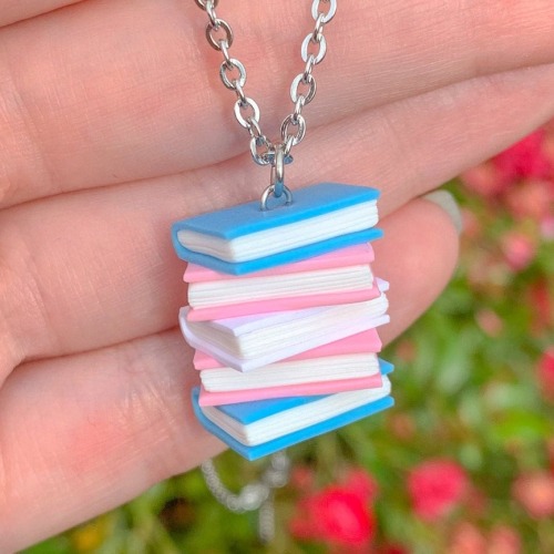 justlgbtthings:sosuperawesome:Pride Book Stack Jewelry and KeychainsShiny Stuff Creations on Etsy i