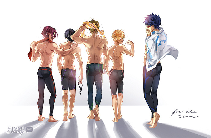 finnichang:  For the butts team!! My contribution to the Free! 2014 Calendar anthology